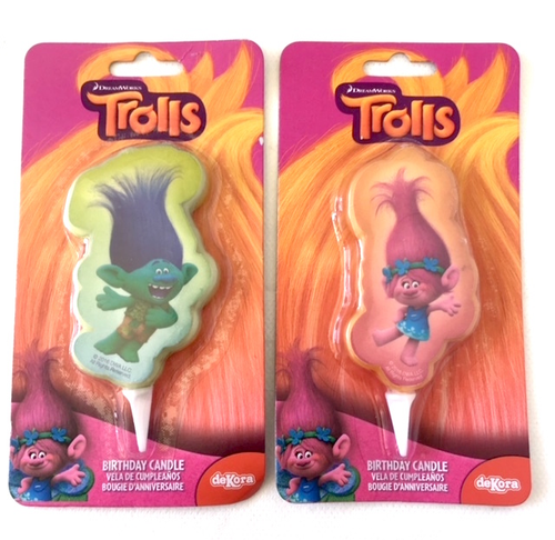 Candela  per torta Trolls sagomata cm 7.5 Branch / Poppy - Foto 1 di 4