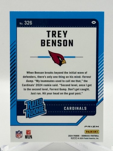 2024 Panini Donruss Football Optic Rated Rookies Preview Holo #326 Trey Benson - Picture 12 of 12