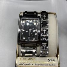 Elgin Men's Crystal Accent Two tone Watch with Cross Bracelet Set FG9060ST