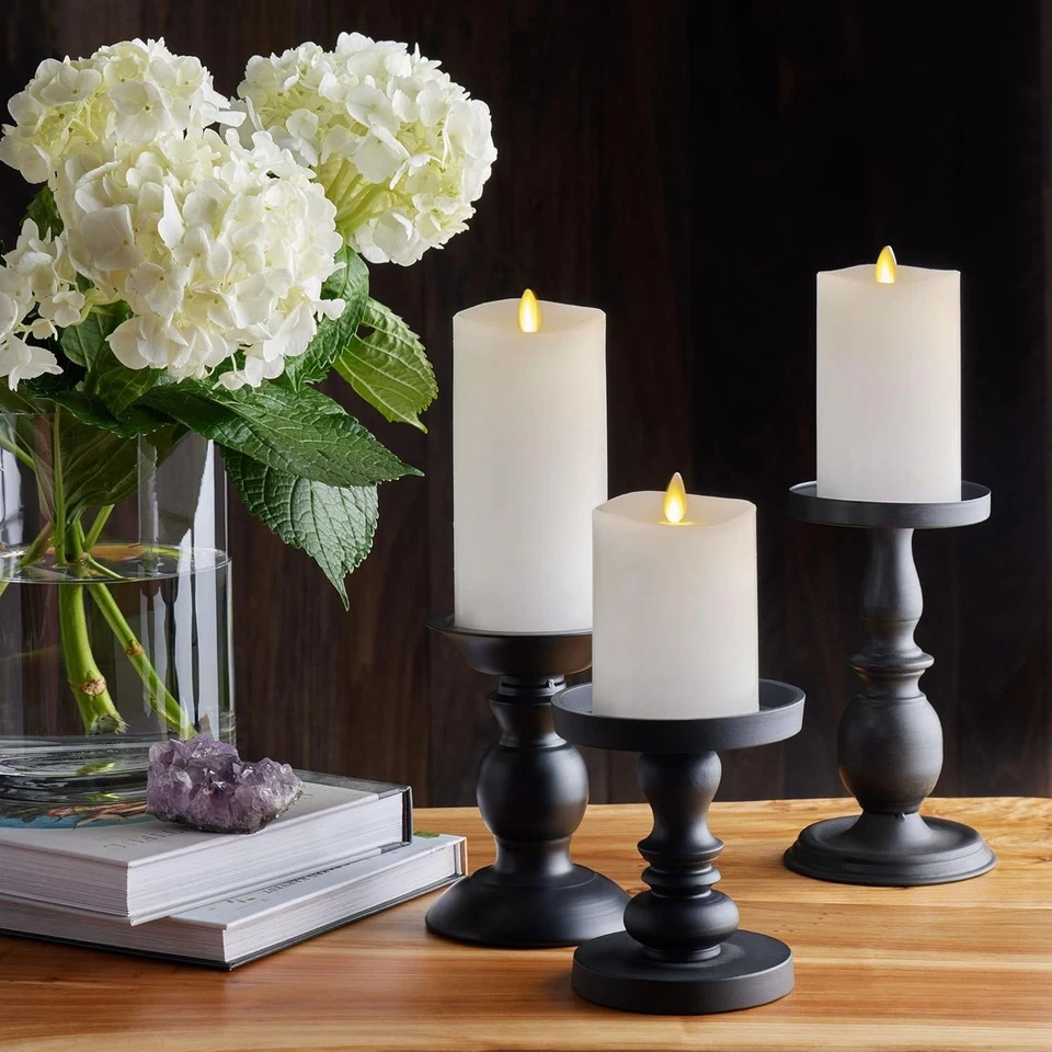 Juego de 3 velas LED realistas sin llama blancas, funcionan con pilas con control remoto C... Foto 3 de 4