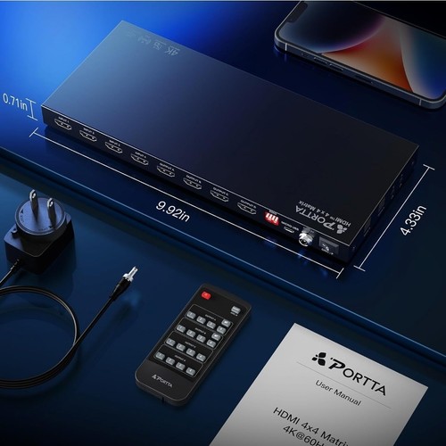 HDMI Matrix SWITCH/SPLITTER 4x4 4K 60Hz Audio Extractor With ARC, Multi-View - Picture 11 of 11