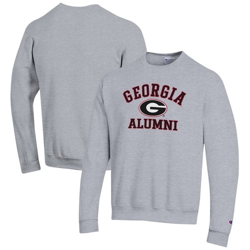 Men's Champion Gray Georgia Bulldogs Alumni Logo Arch Pullover Sweatshirt