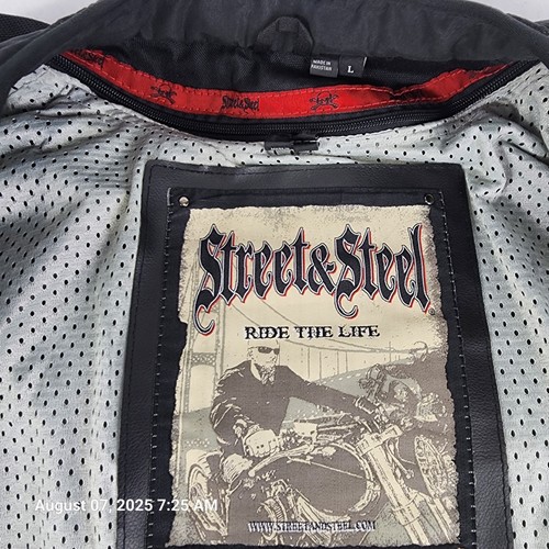 Street and Steel Armored Padded Motorcycle Jacket Men's Large Black Full-Zip - Picture 7 of 11