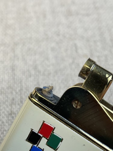 Vintage Feuerzeug Unbenutzt OVP. Ca. 1950/60er Jahre Weiß Gold Mit Vierecken - Bild 7 von 9