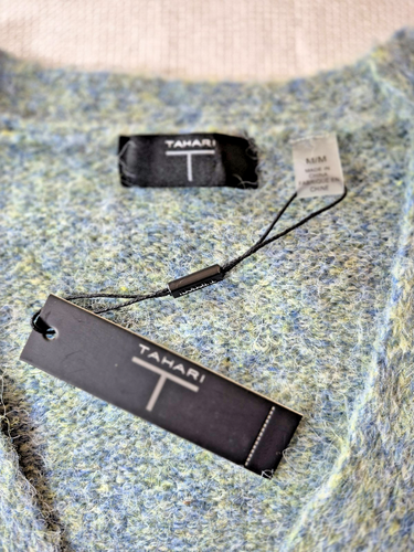 Boho Crop Pullover Zopfmuster Salbei Gr Med Neu mit Etikett Tahari Indie Whimsagon Acryl LS - Bild 2 von 10