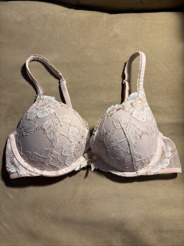 Victorias Secret Pink Body By Victoria Bra 34B Gold Accents