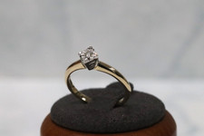 9ct Yellow Gold Diamond Solitaire Ring - Size L - UK Hallmark