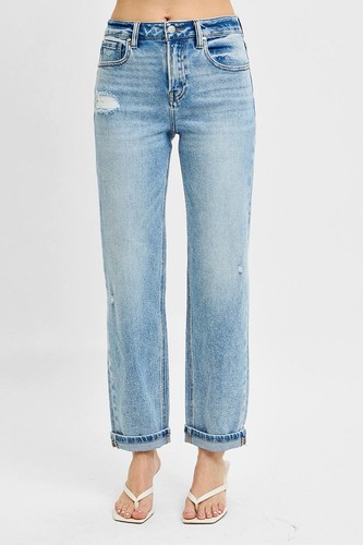 RISEN Full Size High Rise Ankle Boyfriend Distressed Jeans Plus Size - Picture 16 of 18