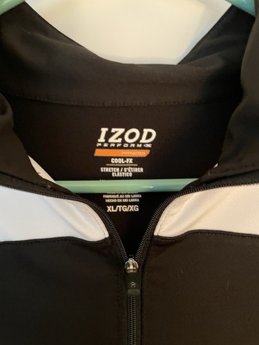 IZOD Perform Women’s Activewear Jacket Long Sleeve black & white 1/4 Zip Size XL - Picture 3 of 8
