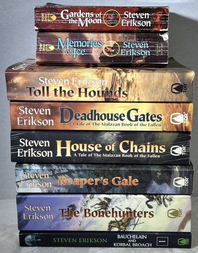 Steven Erikson Book Lot Of 8 Paperback Books Gardens Of The Moon Bonehunters