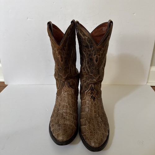 Dan Post Brown Caiman Crocodile Western Cowboy Boots DP2392 Sz 9.5R