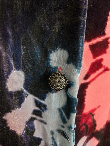 Carole Little Size 20 Silk Blend Velvet Burnout Floral Red Blue Button Top 2X - Picture 7 of 12
