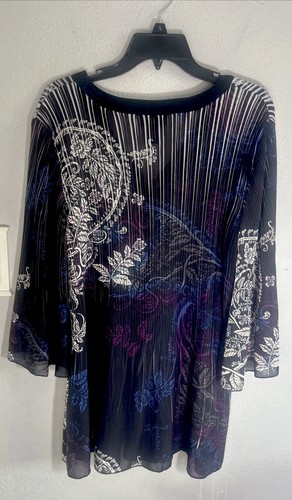 Lane Bryant con bottoni donna taglie forti 18/20 trasparente floreale su nero design floreale - Foto 2 di 7