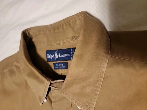 Ralph Lauren Mens Khaki Beige Classic Fit Green Logo Shirt Size XL - Picture 5 of 5