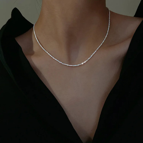 Silver Tone Choker Necklace Sparkling Clavicle Chain Women Wedding Jewelry 1 Pc - Afbeelding 22 van 33