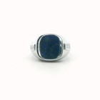 14K White Gold Mens Diamond Lapis Lazuli Ring