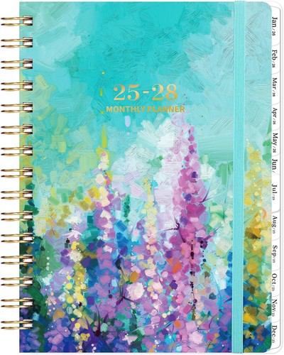 2025-2028 Elegante Planner Mensile - 3 Copertine Flessibili, Disegno Pittura ad Olio - Foto 3 di 11