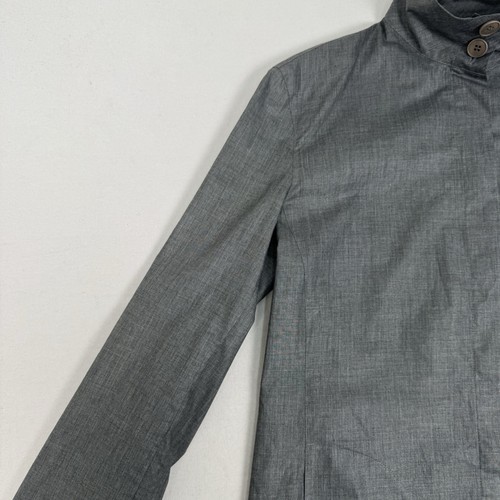 Emporio Armani Trench Long Coat Grey Vintage 90 Made Italy Womens Large - Picture 7 of 14