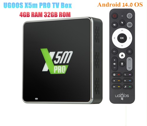 UGOOS X5m PRO TV Box Android 14 Amlogic S905x5m 4G 32G WiFi AV1 H.265 4K TV Box - Picture 1 of 23