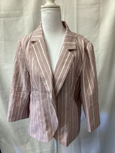 Blazer Allegra K frente abierto para mujer talla grande nuevo rosa y blanco - Imagen 1 de 10
