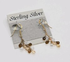 Crystal Charm Earring Multicolored 925 Sterling Silver Pierced Couture 1.75 in