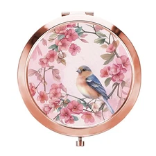 Bird Compact Mirror for Women Colorful Birds Rose Gold Makeup Mirror Gift