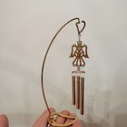 VTG 90’s Angel Wind Chime Desk Decor Brass Crystal Metal 6”