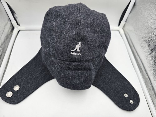 Kangol Mens Vintage Wool Bugatti Ear Flaps Hat Flat Cap Classic Black Medium - Picture 7 of 7