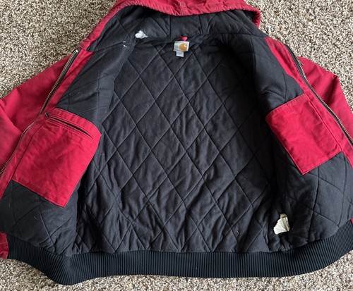 Vintage Carhartt J140 Kapuzenjacke dunkelrot Colorway Herren Größe Large hergestellt in den USA - Bild 8 von 10