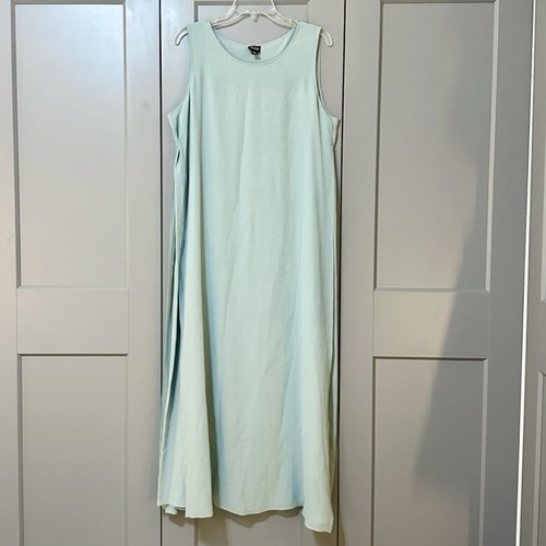 Eileen Fisher Georgette Crepe Maxi Dress 100% Silk Sheer Overlay Womens Sz Large - Picture 2 of 9