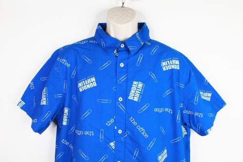 The Office Button Up Shirt Mens XL Blue Dunder Mifflin Paper Inc. Cotton - Picture 2 of 7