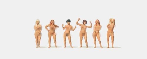 1/87 HO scale Merten FIGURES 0212526 - 6 Nude Female Sunbathers - Picture 2 of 4