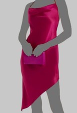 $395 Alice + Olivia Women's Pink Satin Asymmetrical Cowl Halter Slip Dress Sz 2
