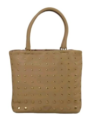 Prada Mini Borsa con Borchie in Nappa Degradata, Beige con Etichette e Certificato - Foto 2 di 7