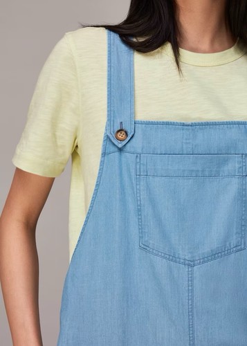 Whistles Rita Dungarees UK 8 Relaxed Fit RRP 119 Pockets Breathable Light Blue - Picture 3 of 16