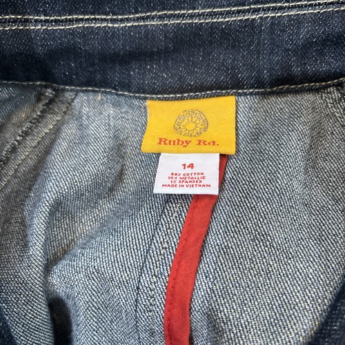 Ruby Rd Womens Blue Feminine Denim Blazer Jacket Silver Thread Sparkle 14 - Picture 10 of 10