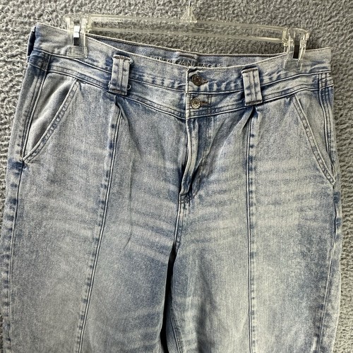 American Eagle Jeans Womens 16 Mom Retro Acid Wash Bleached Pleated Barrel Pants - Picture 5 of 16