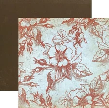 Crate Paper, Crush, Island, 1 x 12", Vintage Flowers Cardstock, Grunge, Rust