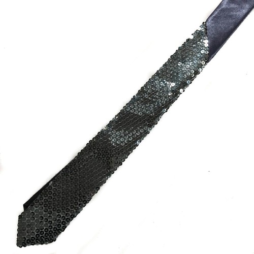 Men Boy Unisex Half Sequin Skinny Slim Retro Tie Narrow 2" Wide Thin Necktie - Picture 10 of 19