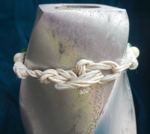 Abalone Shell Antler Adjustable Hemp Bracelet / Anklet Amazonite Gemstone Beads - Bild 4 von 8