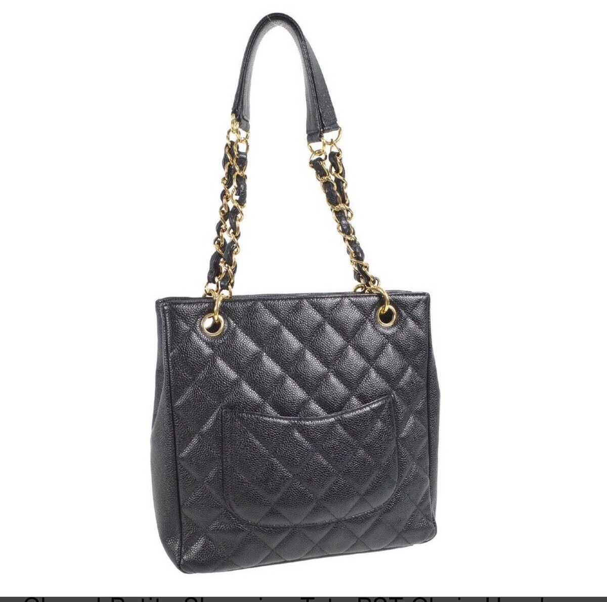 CHANEL バッグ Chanel Petite Shopping Tote Chain Hand Tote Bag Caviar Black