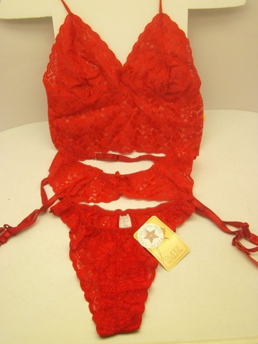 L GROSSE SEXY ROTE HOT SPITZE EMPIRE CAMI TOPS BHS GLEICHES SET SET 2 DESSOUS USA NEU - Bild 5 von 6
