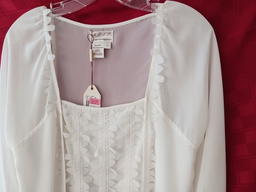 NWT Women's Blouse by MSSP Max Studio Specialty Products white Sz Large - Picture 2 of 7