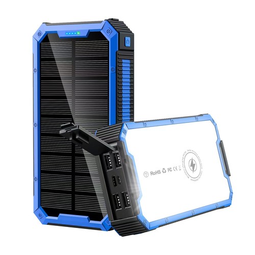 36800mAh Wireless Solar Power Bank Fast Charger External Battery Camping Light - Photo 14 sur 17