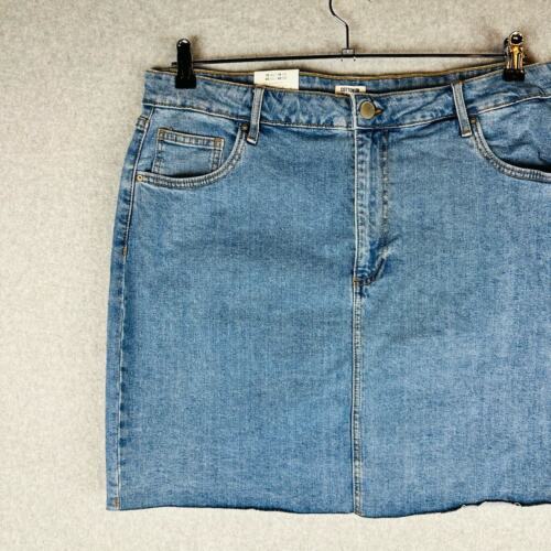 New Cotton On Curve Womans Sz 12 Denim Skirt Blue Stretch Raw Hem Jean NWT - Picture 4 of 9