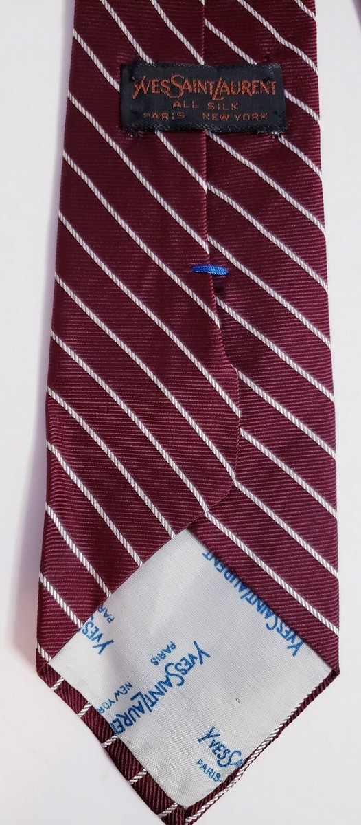Rare! Vintage 80s Yves Saint Laurent Burgundy/White Striped