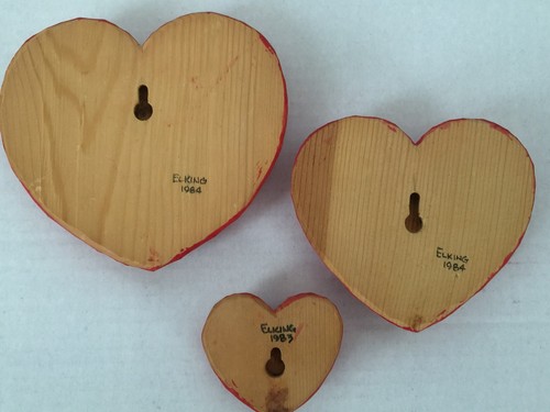 Graduating Wood Chiseled Heart Shapes Wall Decor Plastic Heart Trinket Box - Picture 7 of 10