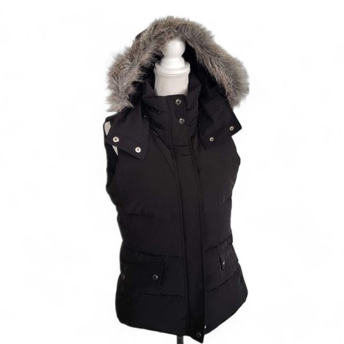 Talbots Duck Down Puffer Vest Jacket Women's Small Fur Hooded Winter Wear Black - Bild 6 von 10