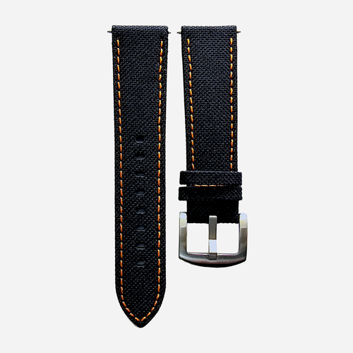High Quality Canvas Nylon Sailcloth Watch Strap Band Black Mens 18 20 22 24 mm - Picture 57 of 95