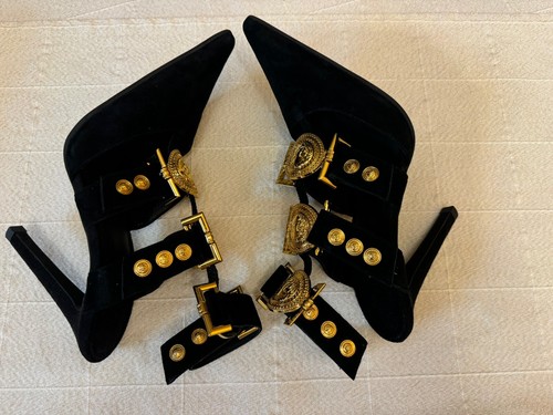 Jeffrey Campbell Lionness Goldtone Medallion Pointed Toe Pumps Sz 7 $225 - Picture 11 of 18
